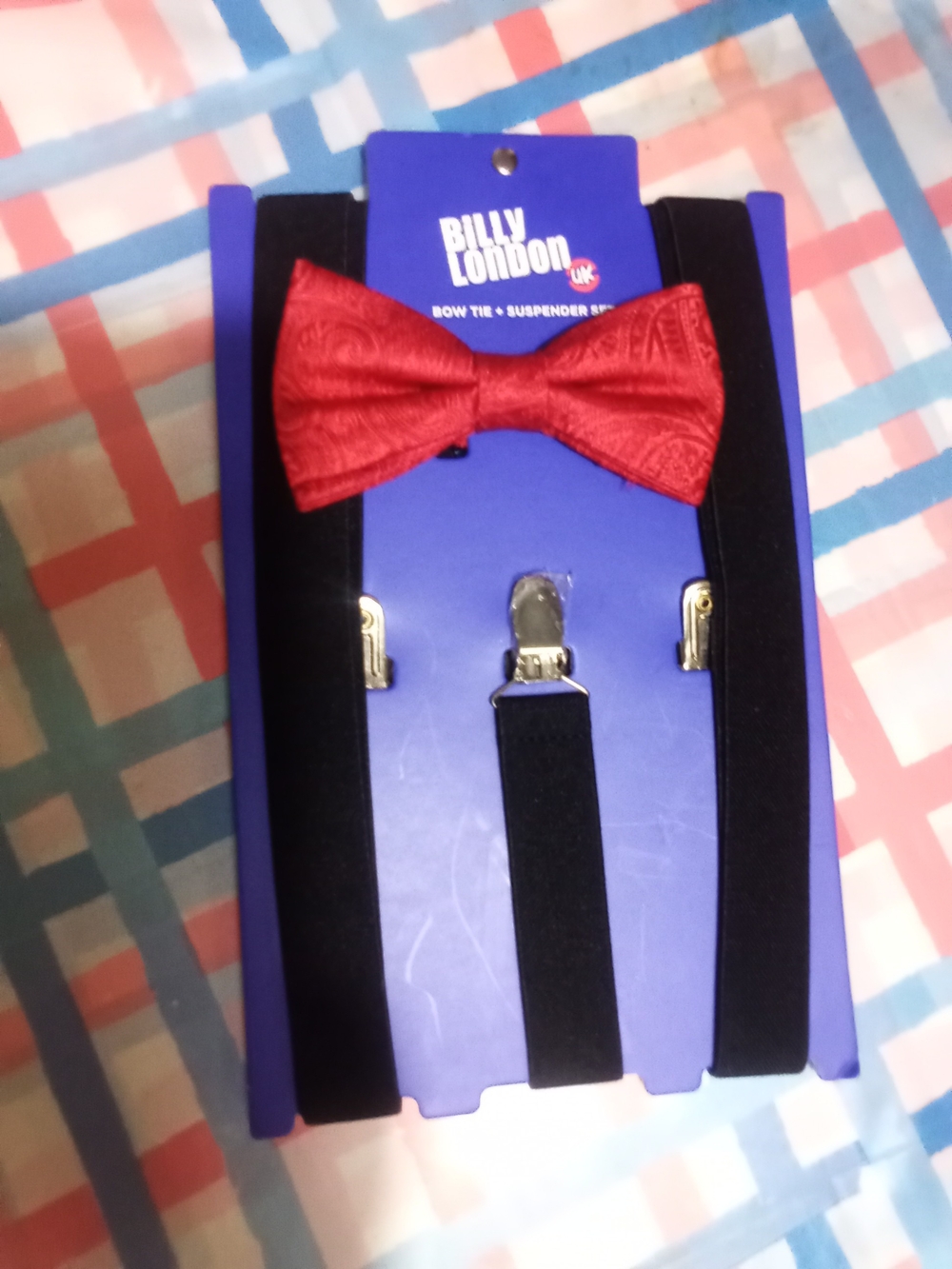 Billy London Kids Red Bow Tie & Black Suspenders Set
